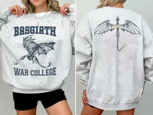 Basgiath War College Double-side Sweatshirt, Fourth Wing Sweatshirt, Spicy Booktok, Dragon Rider Violet Sorrengail Xaden Riorson Bookish Womenswear Hoodie Sweaters Tops Women Comfort Pullover Crewneck