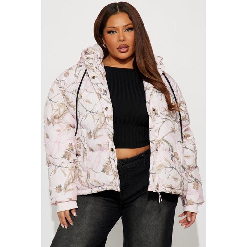 Ski Views Tree Camo Puffer Jacket - Pink/combo M