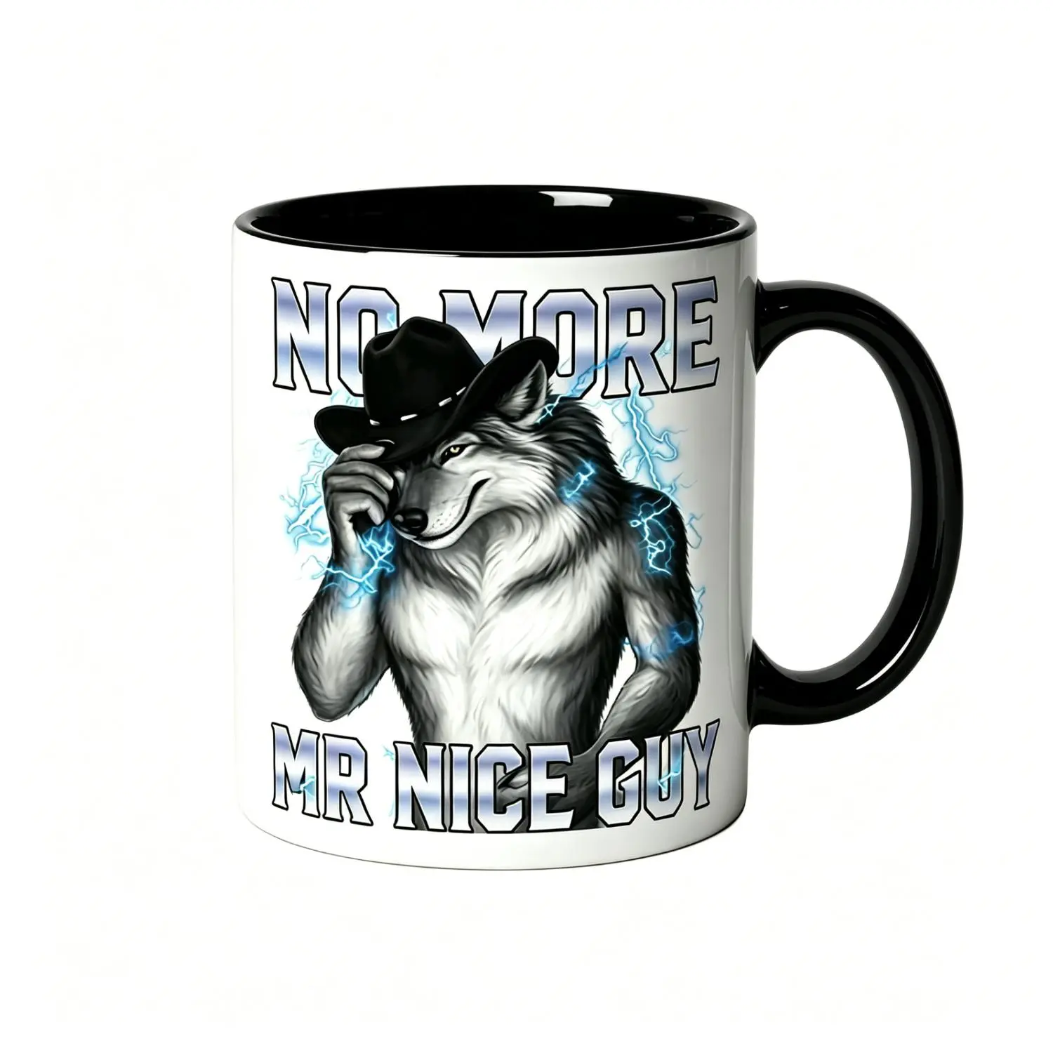 Funny Alpha Wolf Meme Ceramic Cup Sarcastic Humor Reusable Coffee Cups for Men & Women