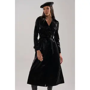 SANDO LIQUID VELVET TRENCH IN BLACK