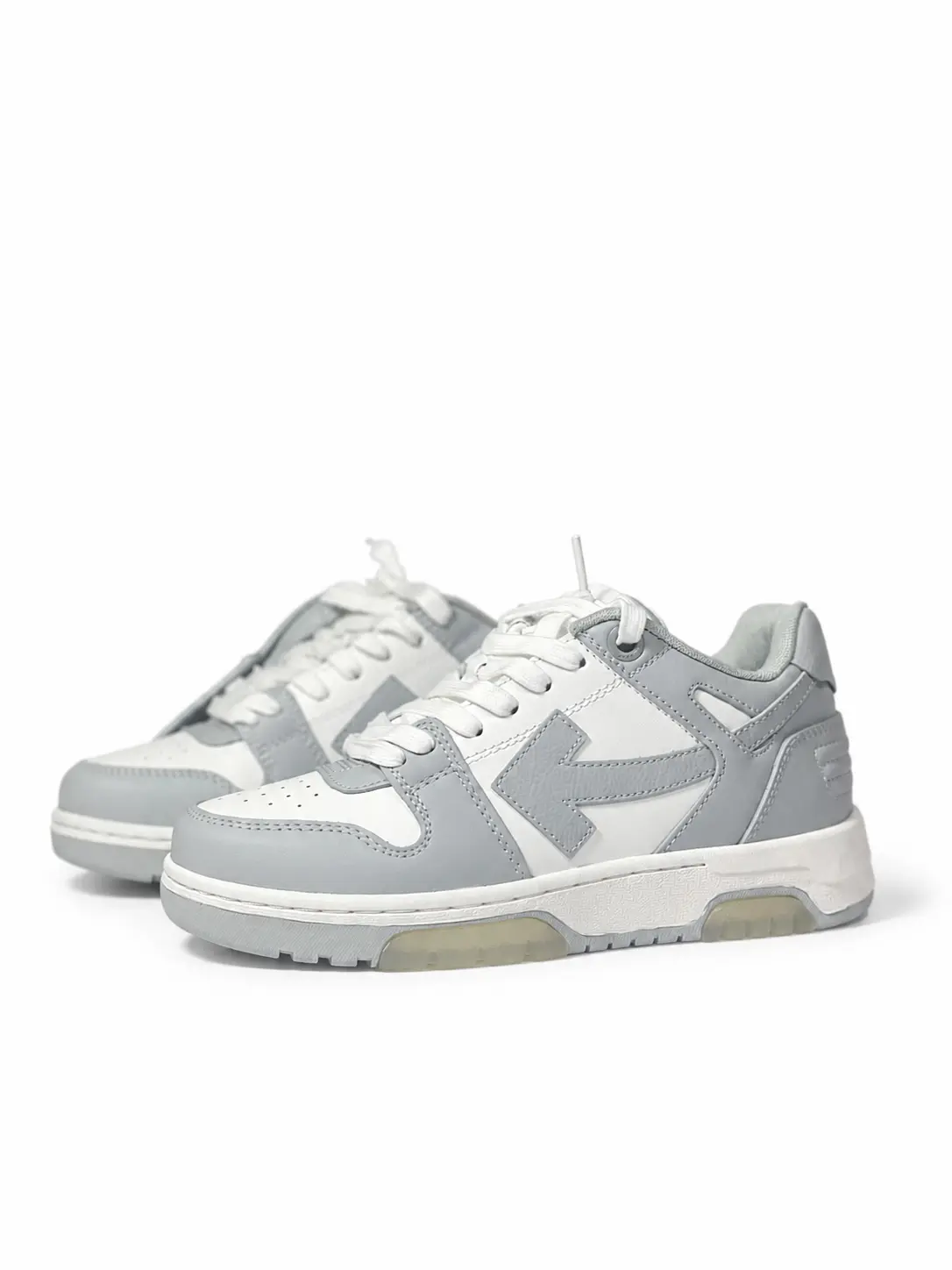 White Grey Sneaker - Classic Low-Top Sneakers – Comfortable Lace-Up Walking Shoes