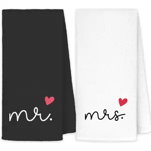 Mr and Mrs Hand Towels Set of 2, Wedding Gifts for Couples 2025 Newlyweds Bride Groom Husband Wife, Married Couple Gifts Kitchen Dish Towels Decorative, Bridal Shower Kitchen Gifts, 16x24 Inch
