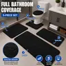 Modern Flannel Bathroom Rug Set, 3/5 Piece Bath Mat Set, Black/Grey, Soft 1cm Thick Rugs for Bathroom, Bedside, Pet Corner & Home Decor