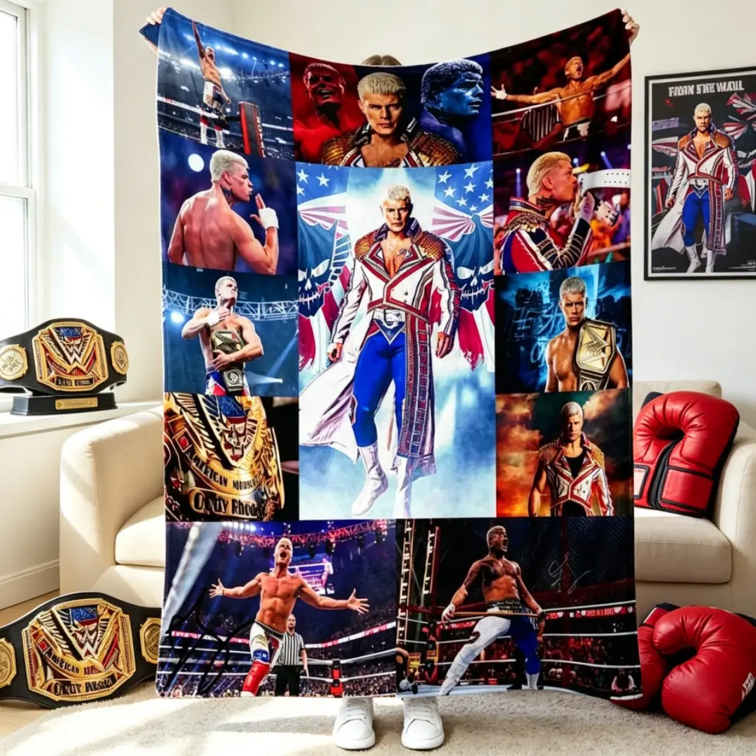 Cody Rhodes Style Wrestling Champion Graphic Flannel Throw Blanket - All Season, Soft Warm, Wrinkle Resistant, Room Decor Fan Gift for Adults