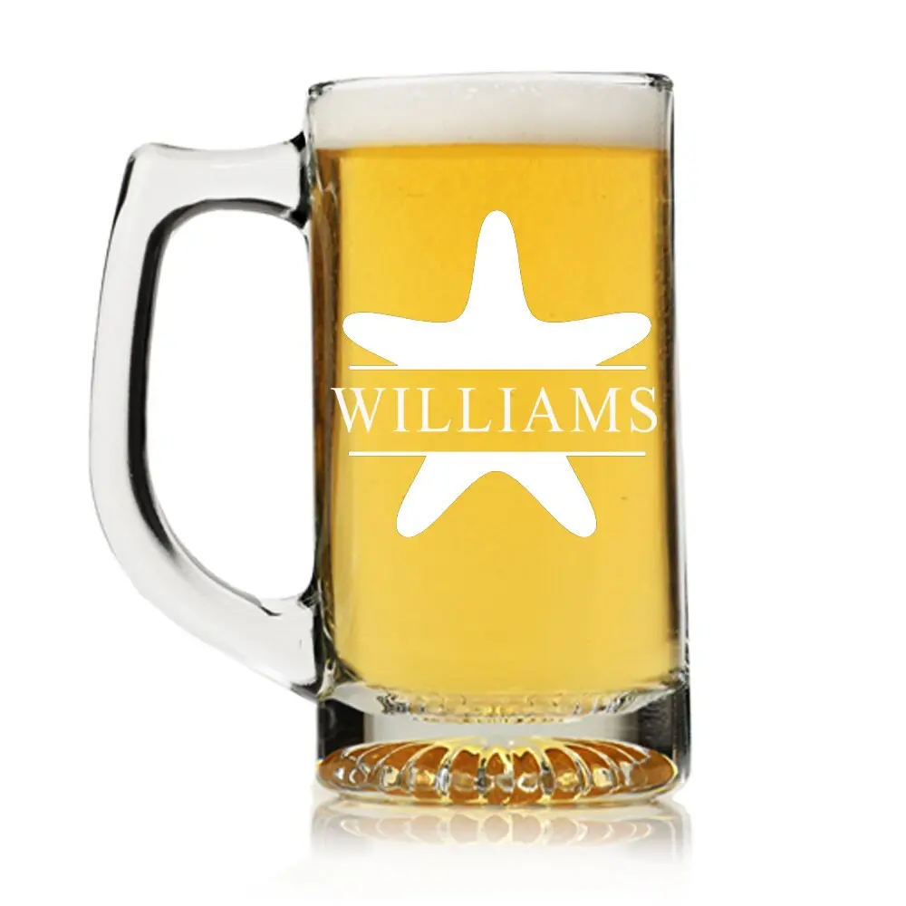 Personalized Beer Mug Glass, Split Monogram Beer glass, Personalized Beer Glass Christmas Gift, Engraved Beer Mugs,Groomsman Gifts,Beer Gift