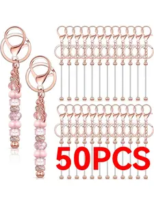 50pcs beaded keychain, keychain set, keychain pendant, handbag decoration, home decor, handmade blank metal keychain DIY gift, suitable for handicrafts, handmade gifts, to give to family and friends, Keychain For Bags