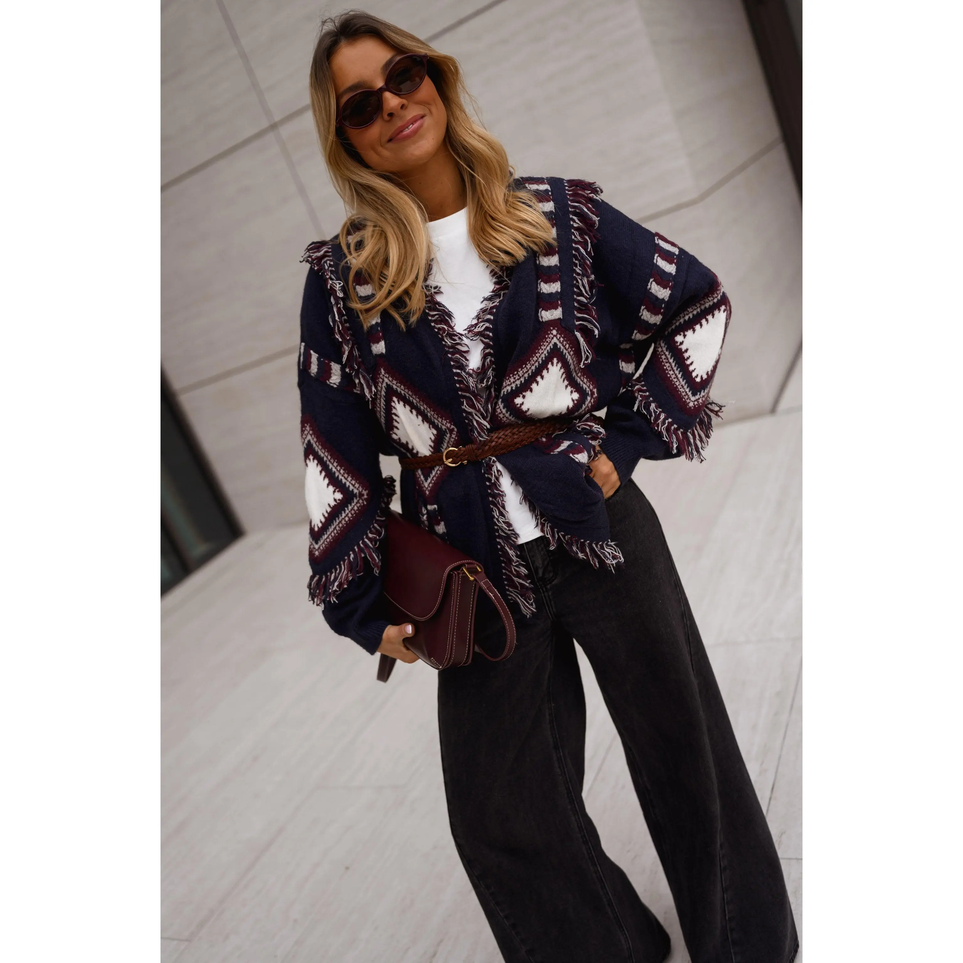 Blue Patterned Leone Cardigan
