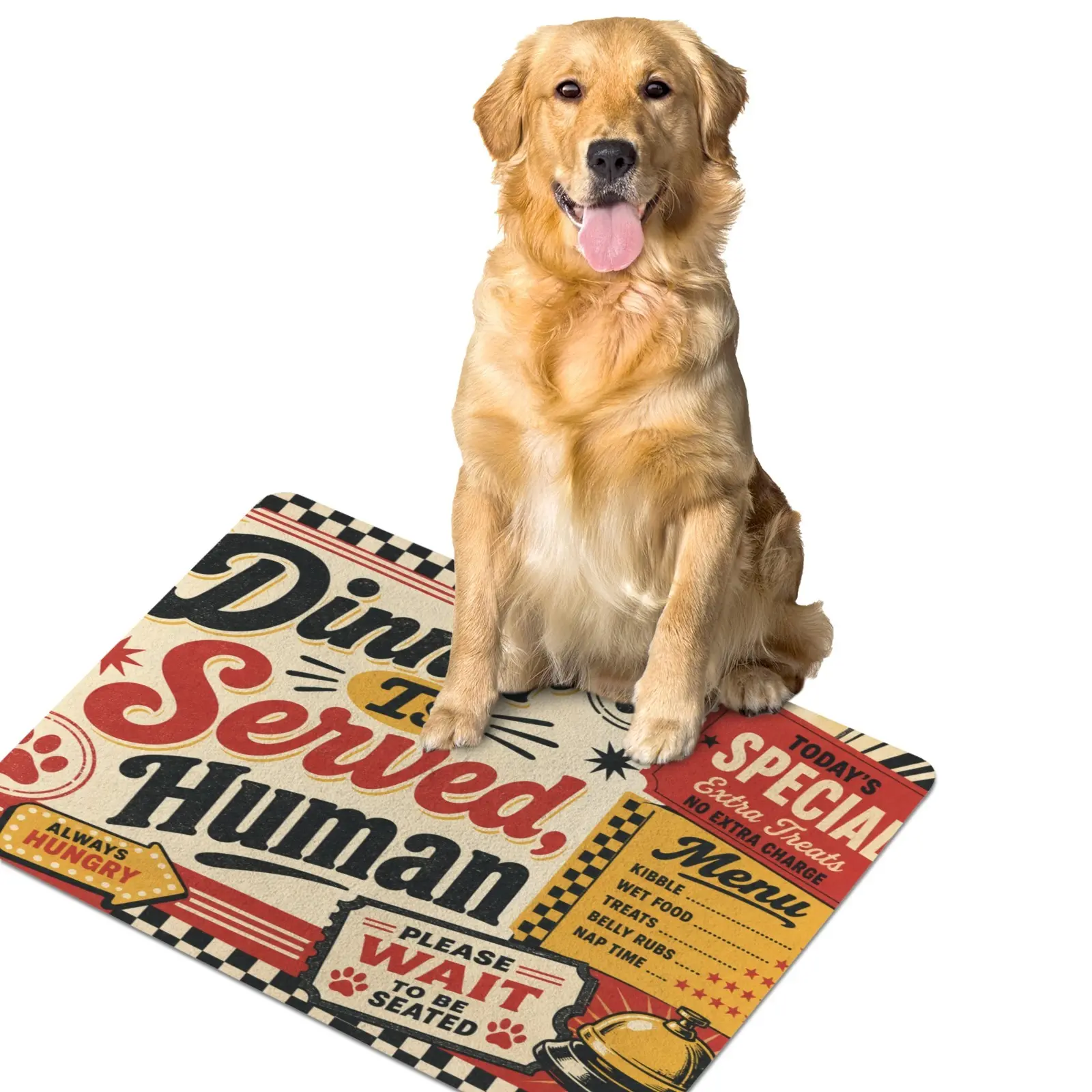 Pet Feeding Mat, Waterproof Oil Proof Non Slip Rubber Bottom 60 x 50 cm, Stain Resistant Washable Pet Food Mat for Pet Feeding Area Home Decor