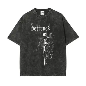 Unisex Deftones Vintage Heavy Metal Graphic Distressed T-Shirt – Rock Band Style Short Sleeve Tee, Fashionable and Versatile, with Clear Print