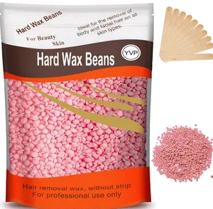 Hard Wax for Hair Removal, Rose Pink Wax Beads for Sensitive Skin and Brazilian Waxing, 10.5 Ounce/bag with 10pcs Wax Sticks