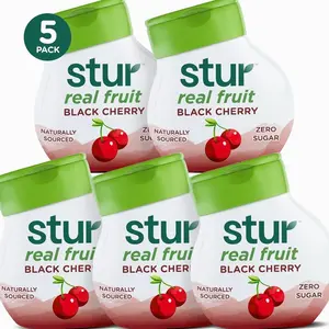 Stur Liquid Water Enhancer | Black Cherry | Naturally Sweetened | High in Vitamin C & Antioxidants | Sugar Free | Zero Calories | Keto | Vegan | 5 Bottles, Makes 120 Drinks