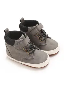 Baby's Solid Color High Top Sneakers, Casual Breathable Soft Sole Walking Shoes for Infant Toddler, Newborn Baby Boys Sports Shoes, Soft Soled Shoes