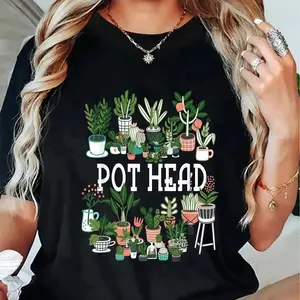 Plant Lover And Gardener Pot Head Succulent T-Shirt Made In USA For Women For Men [SaffronSequin 180G/230G 100% cotton short-sleeve/hoodie, soft and comfortable]