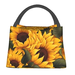 Lunch bag for men and women, reusable hand-held insulation bag,sunflower pattern, is an essential item for outdoor camping and daily commuting. It is made of safe and durable insulation material, with a portable and stylish design