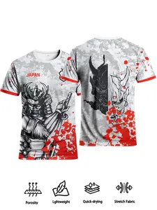 Men's Japanese Samurai Soccer Jersey, Breathable Moisture-Wicking Sports Shirt, Stylish Manga Print, Lightweight Quick-Dry Training Fabric, Anime Jersey