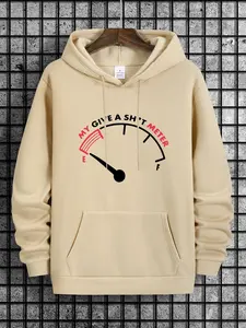 Men's Regular Fit Letter Graphic Print Drop Shoulder Hoodie, Fashion Casual Drawstring Pocket Hooded Sweatshirt for Daily Holiday Outdoor Wear, Casual Men Clothes for Spring & Fall