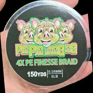 Pig Jigs Finesse Braid 4X PE Finesse Braid 150 YDS 0.08MM 6LB HI VIS GREEN for Stellar Casting Performance and Zero Wind Knots. GREAT FOR BFS AND ULTRALIGHT  FISHING