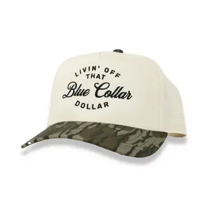 Blue Collar Dollar 7 Panel Hat | Structured Trucker Cap | Adjustable Snapback | Workwear Country Style | Unisex Fit