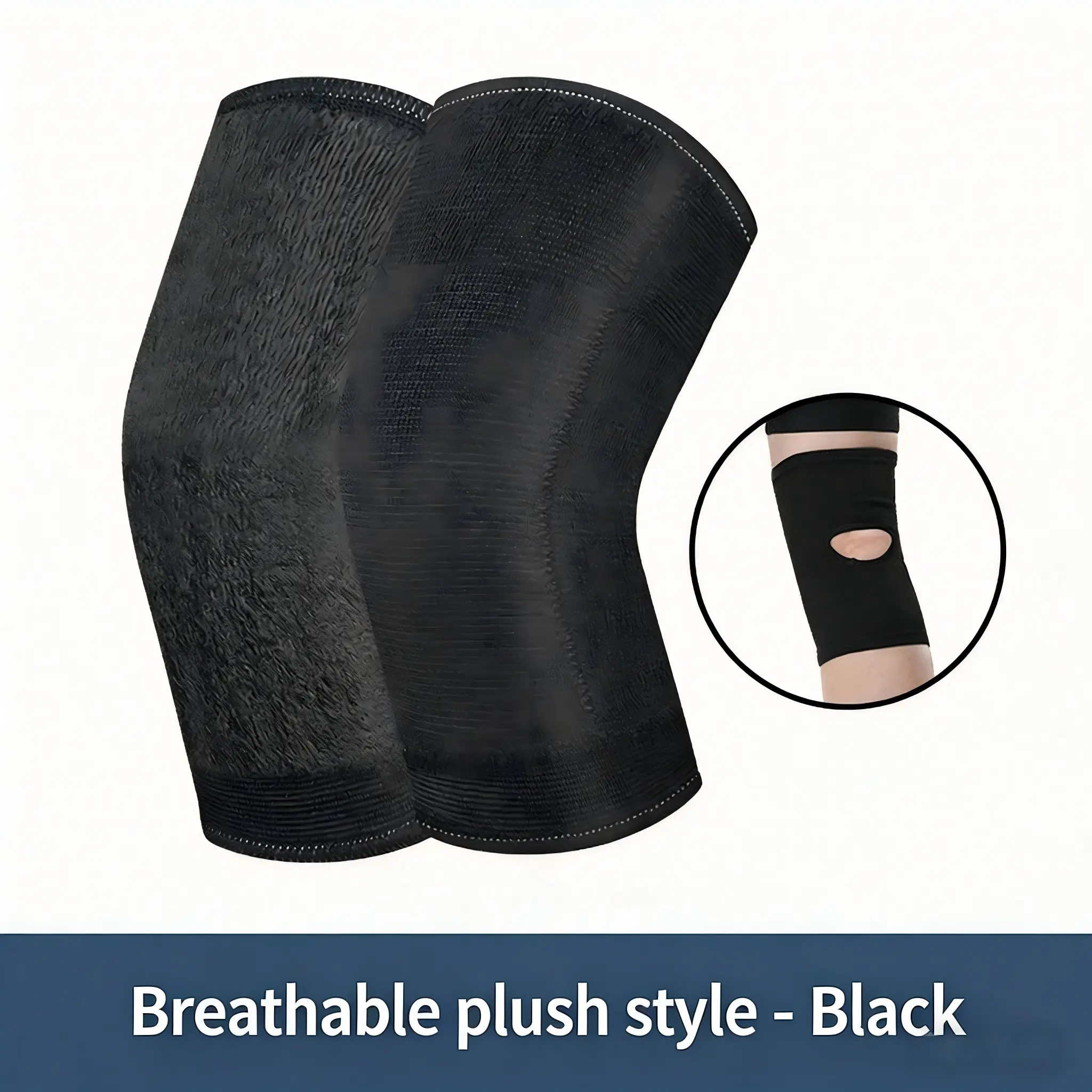 Adults' Warm Knee Sleeve - 4.23 oz Lightweight Polyester Compression Sports Protective Gear, Breathable Hollow Open-Back Fleece Support, Non-Slip, Moisture-Wicking, Curved Cut for Workout & Joint Warmth Relief