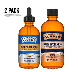 Sovereign Silver Immune Support Supplement Liquid Drops and Sovereign Copper Daily Wellness Bundle