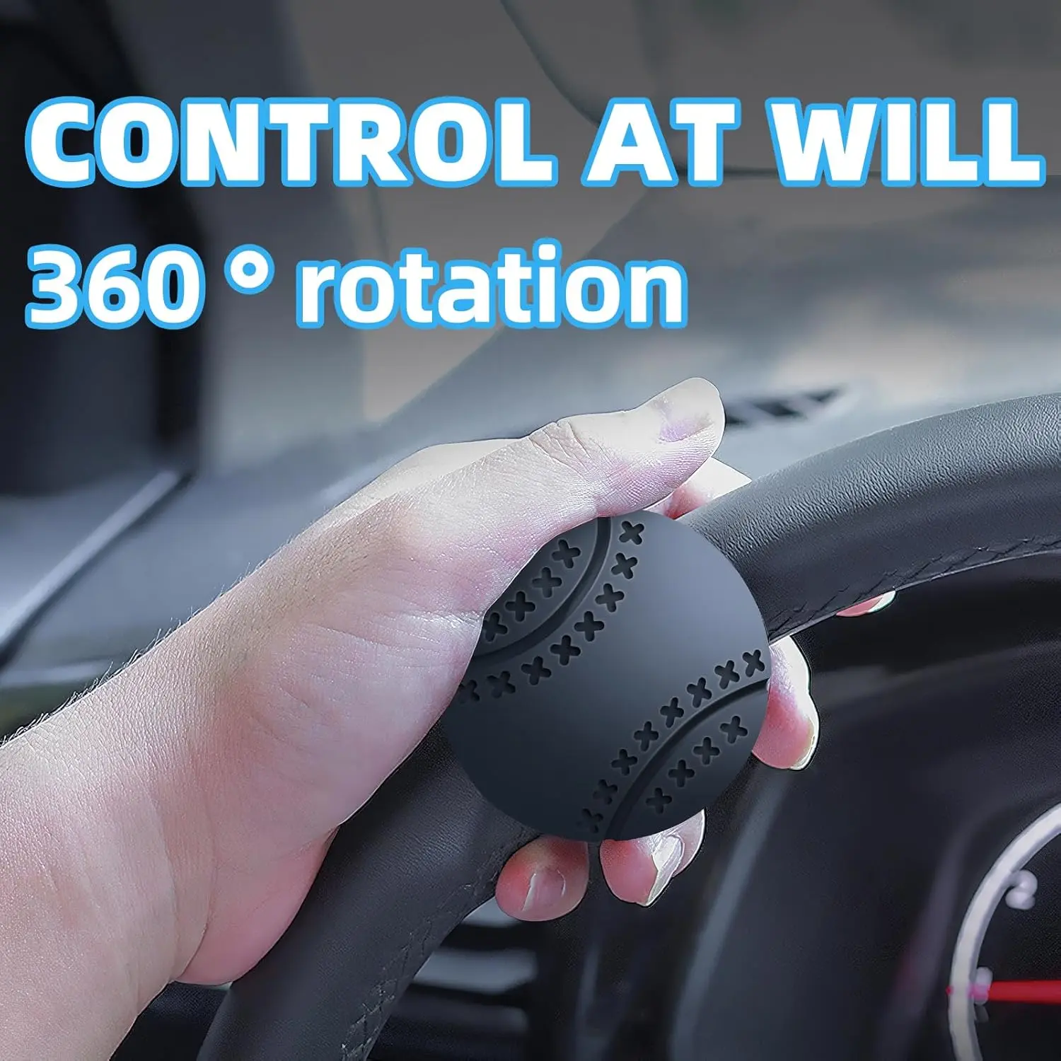 Universal Rotating Steering Wheel Booster Knob for Cars and Trucks - 360 Degree Silent Rotation, Non-Slip Design, Silicone & ABS Material, Comfort and Safety