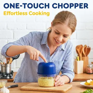 Electric garlic chopper, 2 sharp blades, portable vegetable chopper, garlic grinder/crusher, onion chopper, vegetable mixer, cordless food processor for ginger, chili peppers, fruits, meat, spices, beans, etc. fathersdaygiftideas