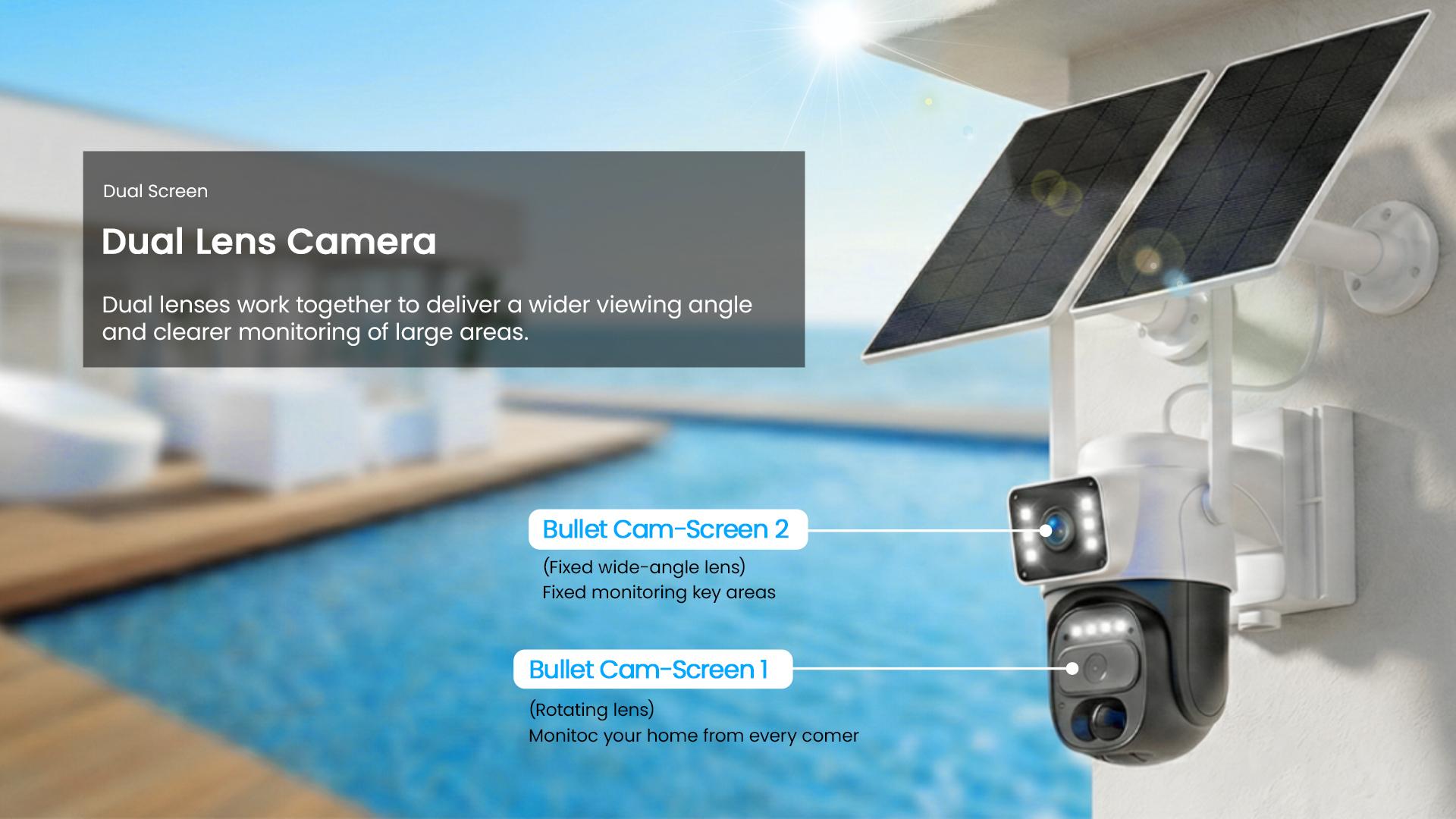 Hawkray 4G LTE Cellular Security Camera (No WiFi, Built-in SIM Card) Solar-Powered Dual-Camera Monitoring System Outdoor Wireless Security Camera Color Night Vision Edition 360° Real-Time Viewing & Detection Two-Way Audio Auto-Connect Pan-Tilt Control