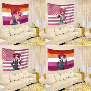 Anime Kasane Teto Pink American Flag Tapestry - Digital Print Polyester Fabric with Metal Grommets, Bohemian Room Decor for Man Cave, Birthday Gift & Aesthetic Space Decoration, American Flag Decor, Vibrant Colors, Durable Material, Wall Hanging