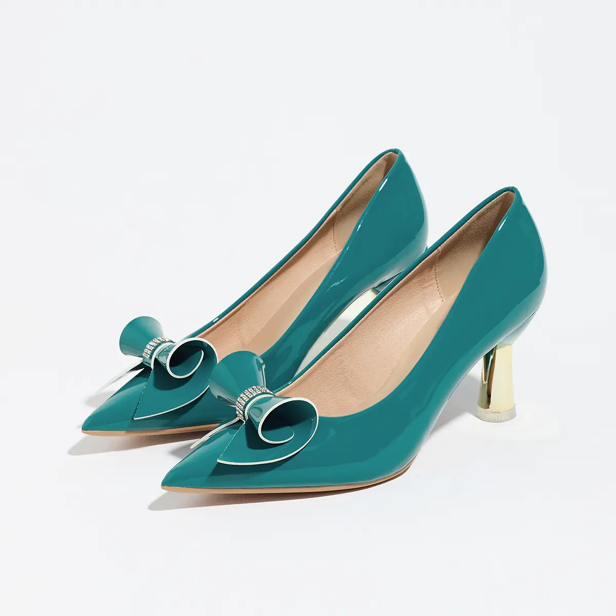 Women Elegant comfortable High Heels,Pointed Toe Block Heels Pumps with Rhinestone Bow,Business Casual Office Formal Oaccation Daily Party Women Shoes