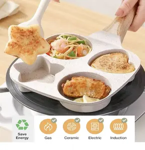 Granite Non-Stick 4-Cup (figures cup/) Frying Pan - Safe PFOS-Free Stir-Fry Pan for Gas, Electric & Induction Cooktops - Quick Heating, Easy Cleaning, Durable Ceramic Coating Pancake Maker