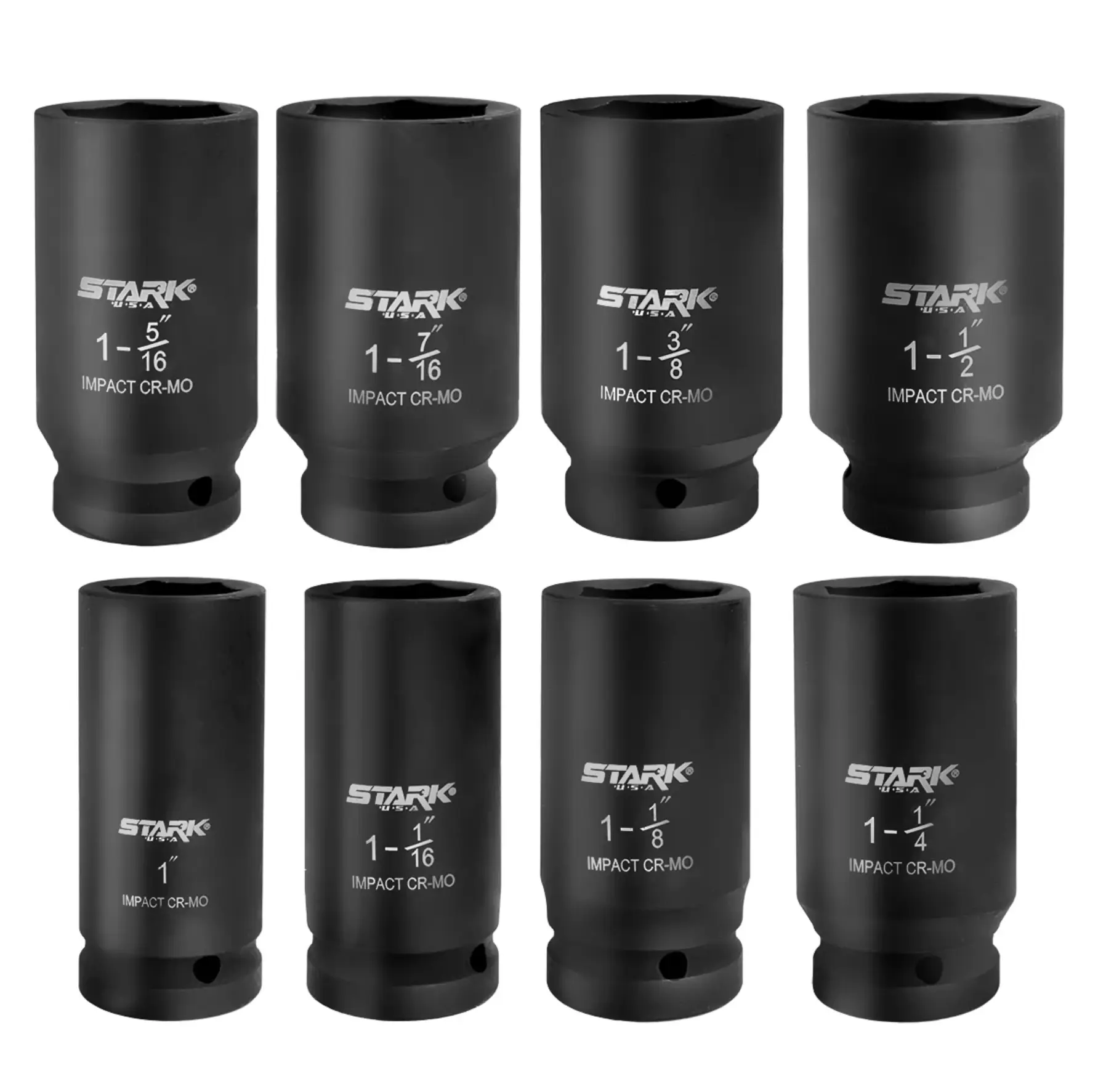 XtremepowerUS 9pc SAE 6-Point Deep Impact Socket Set - 3/4" Dr, 1"-1.5" Sizes, Chrome Vanadium Industrial Steel, Long-Lasting Heavy-Duty Coating, High-Torque Automotive Mechanic Tools