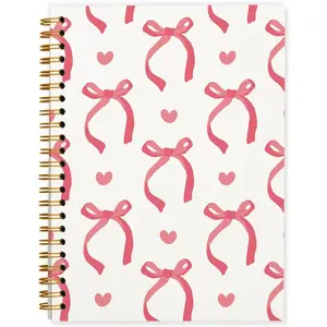 Cute Red Bow Notebook Journals Diary,Preppy Cute Red School Supplies for Teen Girls Women, Stuff Stationary Hardcover Spiral Notebook 5.5x8.3 Inch