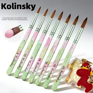 2pcs Set 25/26mm Acrylic Nail Brush Kolinsky Manicure Pen for Acrylic Application Extension 3D Carving 16# 18# Acrylic Powder DIY Tools
