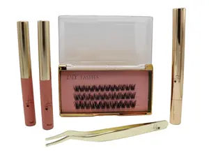 Her Little Secret Beauty Studio, Whisper Wispy Lash Starter Kit, DIY Lash Extension, Natural Whispy Fluffy Eyelash, 7 Day Wear Makeup Pack Cosmetic Eyelash Extension Eyelashes Extensions
