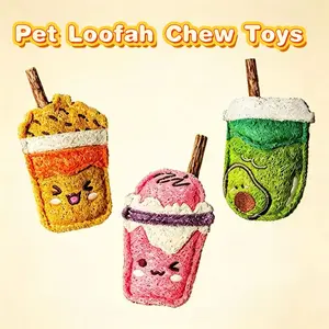 Boba Tea Cat Loofah Chew Toy with Silvervine Stick | Natural Dental Teething Toy for Boredom Relief