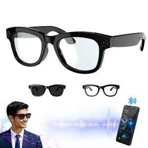 Smart Audio Bluetooth Glasses with Open-Ear Speakers & Built-in AI Assistant, Voice Control & Call Function, Blue Light Blocking Lenses, Classic Black Frame for All-Day Comfort, Ideal for Travel, Work & Driving Wearable