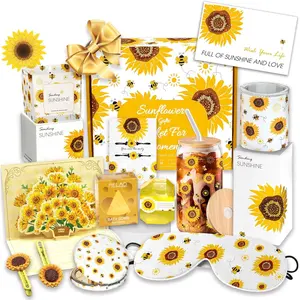 Sunflower Gift Baskets for Women Sending Sunshine Unique Birthday Cheer Up Self Care Package Get Well Soon Spa Gifts Thinking of You for Lover Her Girls Sister Mom