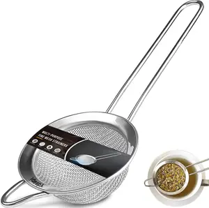 2.7 Inch Stainless Steel Fine Mesh Mini Strainer with Sturdy Handle - Kitchen Utensils for Drink Filtering, Hanging Design Compatible with Coffee, Matcha