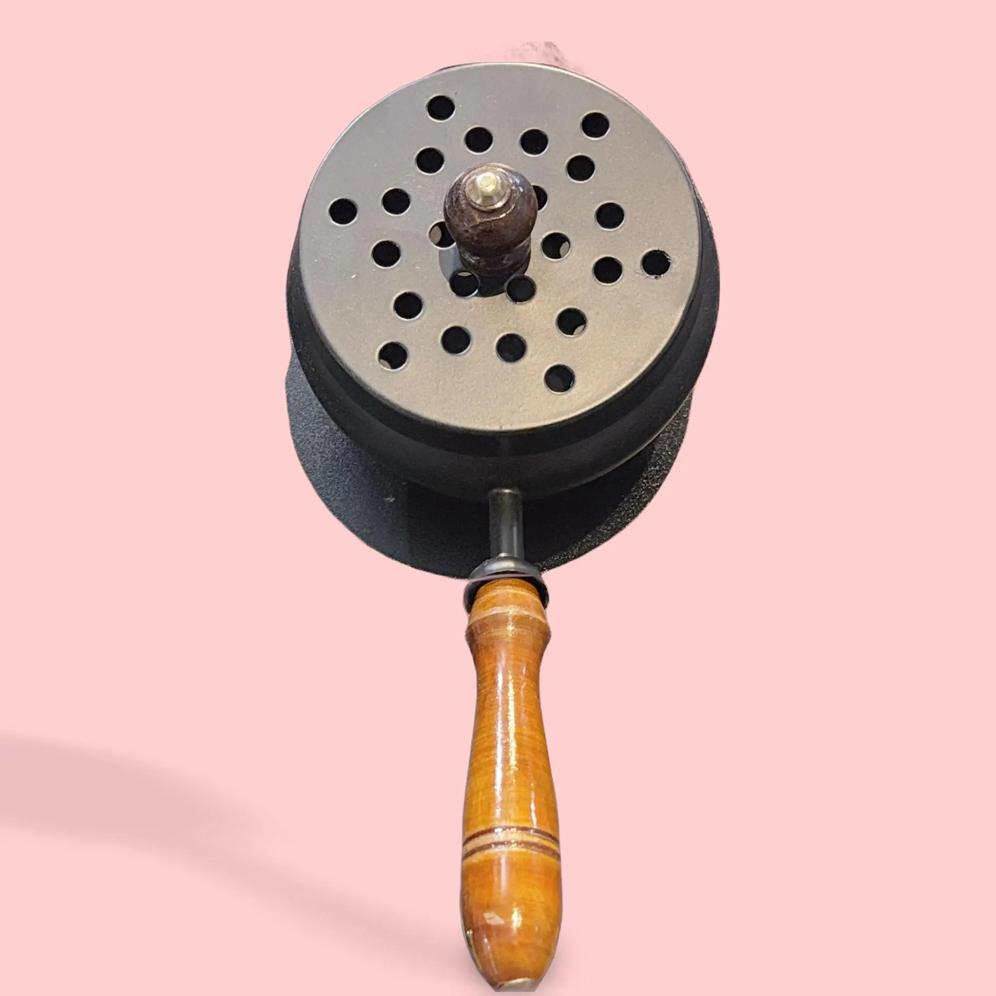 Iron Charcoal Incense Holder with Lid and Wood Handle - Aroma Scent Buhoor Bakhoor Burner, Home Fragrance Freshener for Home Use