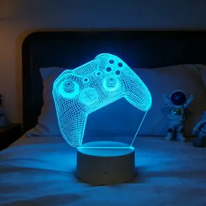 3D Game Controller Night Light, 7 Color Changing LED Touch USB Lamp, Customizable Lighting, Gaming Room Decoration, Player Gift, Perfect for Gamers