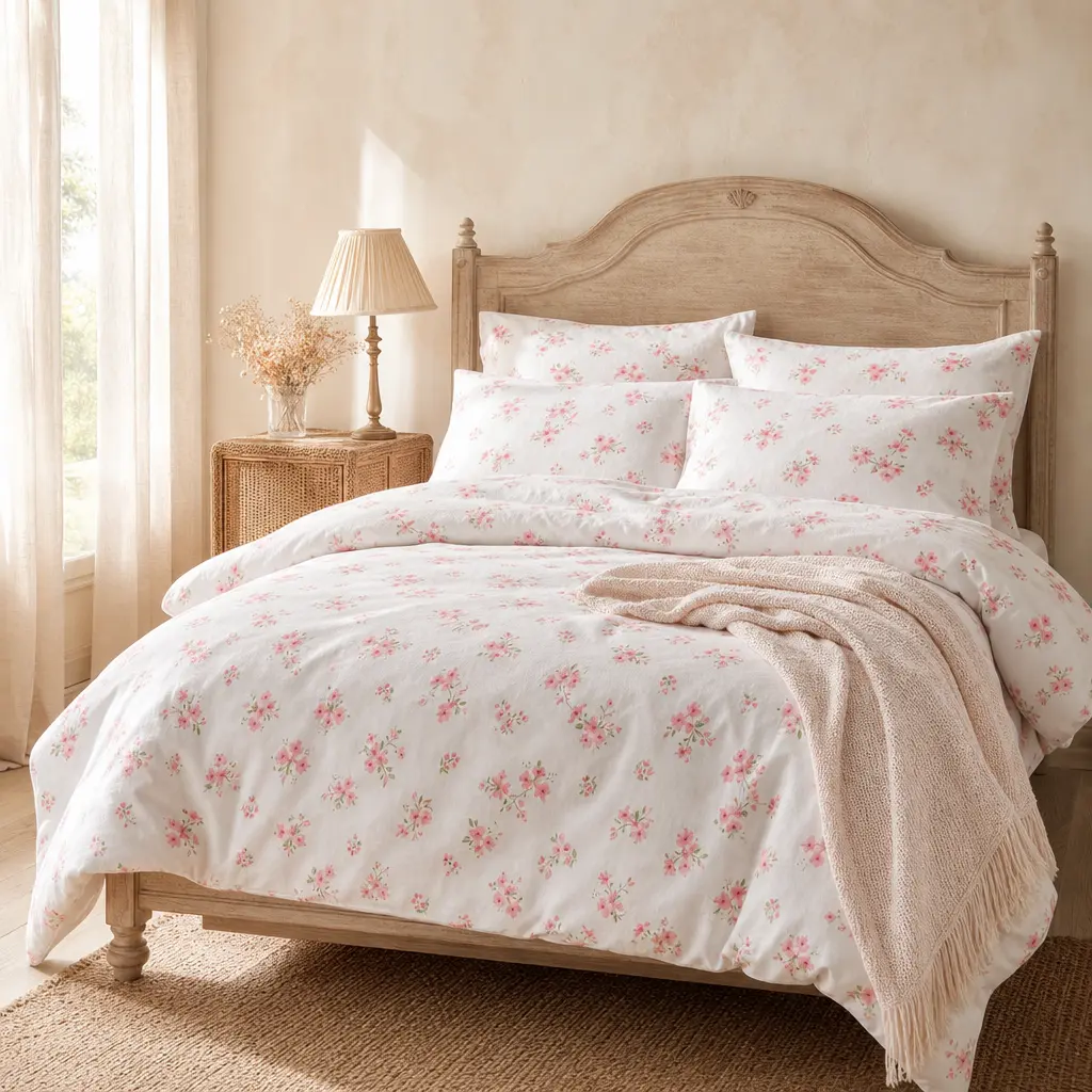 MUXHOMO Full Size 4-Piece Brushed Microfiber Sheet Set, Soft Cooling Floral Patterned Bedding, Oeko-TEX Certified, 16" Deep Pocket, Wrinkle-Free Breathable Bedroom Linens - Blossoms Pink, Floral Bedding Sets
