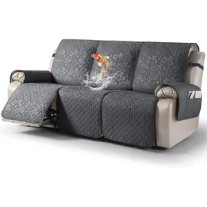 Recliner Sofa Covers, Couch Covers with Non-Slip Granule, 3- Washable Reclining Sofa Cover with Pocket Furniture Protector for , Pets(Dark Gray,3 Seater)