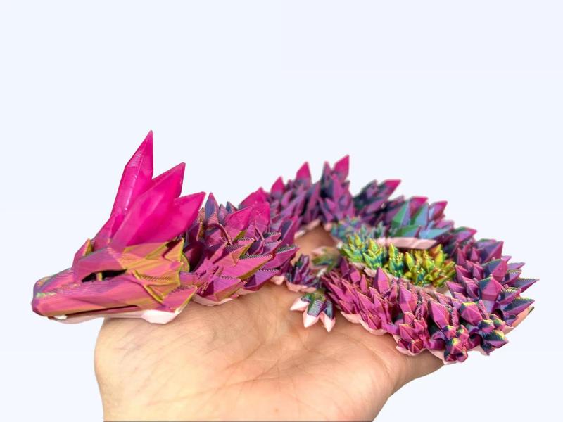 Rainbow Dream Crystal Dragon - Articulated 3d Print,  Fun Fantasy Dragon figurine great gift