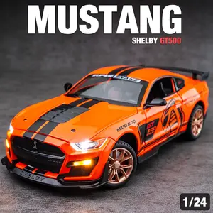 American Muscle Sportscar 1:24-Diecast Metal Model Car with Classic Racing Stripes-Pull Back Toy Vehicle V8 Sound LED Lights-Premium Collector Display Case-Perfect Easter Birthday Christmas Gift for Boys Men Kids Fans Ages 5 8 10 12 14+