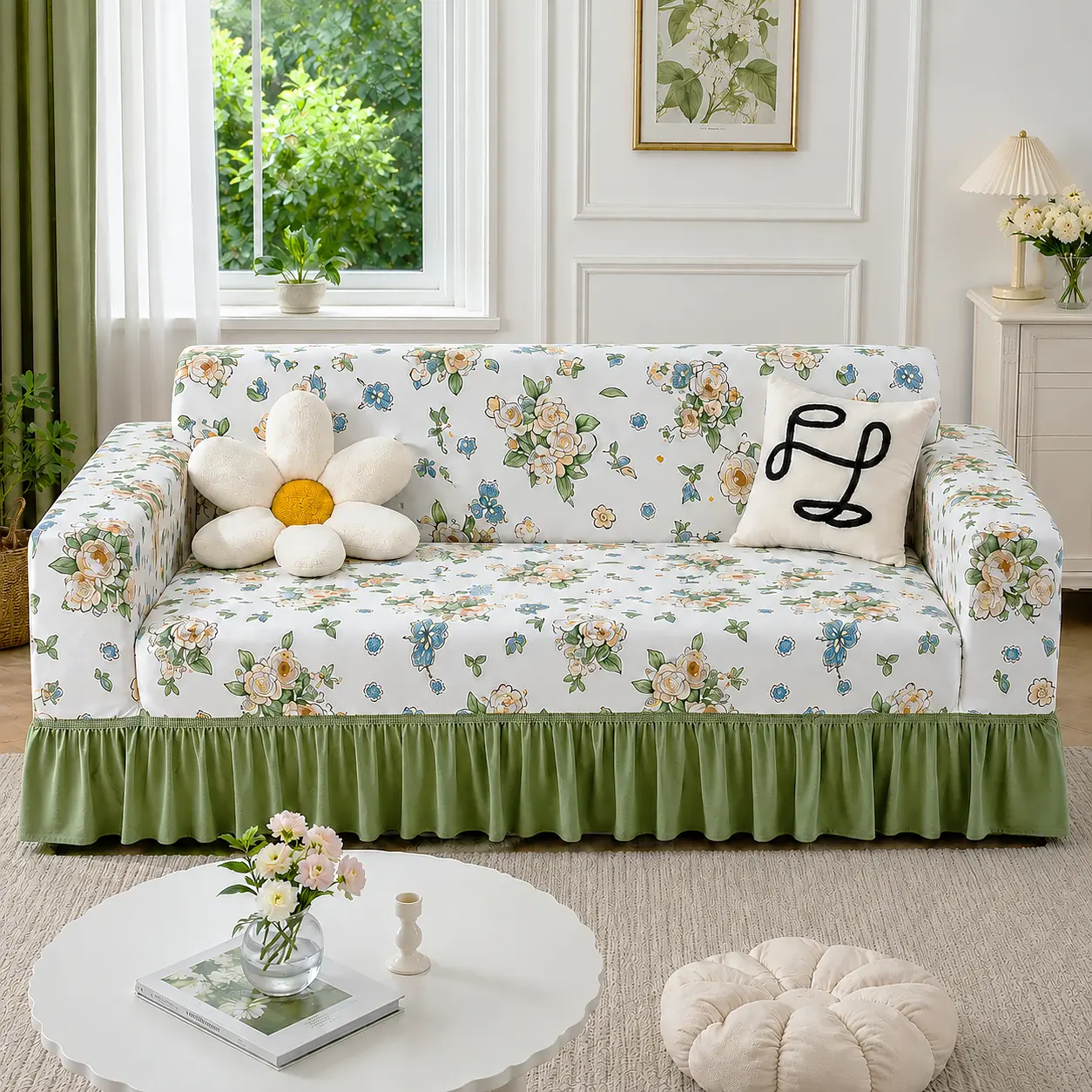 Floral elastic printed sofa cover, sofa couch covers, stretchable dust-proof sofa cover for Single Twin Triple  Armchair, decorative sofa cover, washable and reusable
