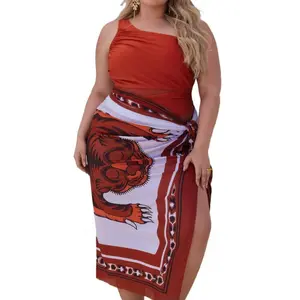 Womens Plus Size One Piece Swimsuit One Shoulder Two Piece Bathing Suits with Wrap Skirt,Tummy Control Swimwear outdoorfun