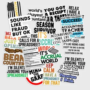 Sticker Pack 20 pcs Accountant Humor Stickers, Finance Career Vinyl Decals
