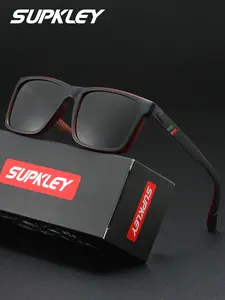 SUPKLEY 1PCS PC Material Classic Casual Square Polarized Lightweight Durable Sunglasses Unisex Trendy Design Driving Cycling Fishing Leisure Sports Sunglasses Gift Preferred