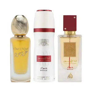 Lattafa Set Ana Abiyedh Rouge 3 Pcs 3.4 Oz Edp + 6.7 Oz Deo + 1.7 Oz Hairmist Unisex