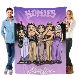 Homies Homie Girl Chicano Style Printed Flannel Fleece Throw Blanket, Ultra Soft Cozy All Season Sofa Bed Cover, Retro Urban Latino Home Decor, Ideal Holiday Birthday Gift For Homies Street Art Fans